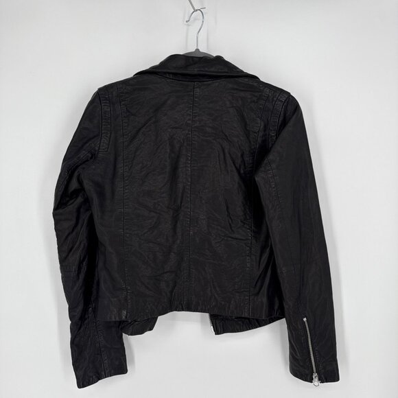 Madewell Womens Small Black Washed Leather Jacket Motorcycle Silver Hardware - Picture 12 of 16